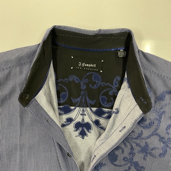 Men’s J. Campbell Los Angeles Lg Sleeve Button Up Embroidery Blue  Sz XL - Picture 6 of 10